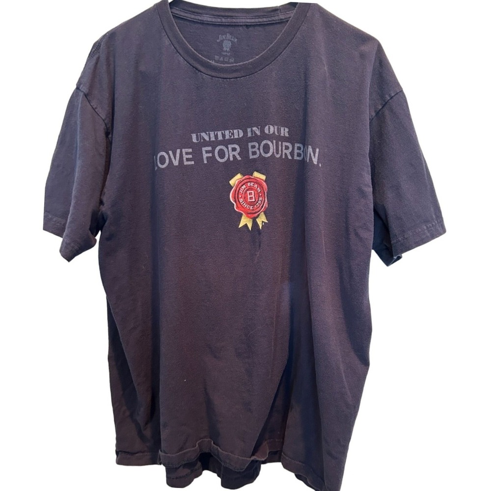 Jim Beam T-Shirt XL Mens‎ Gray Bourbon Whiskey Graphic Short Sleeve Tee